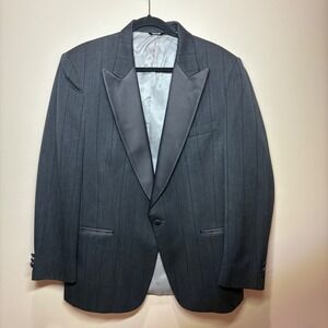 Christian Dior Monsieur Tuxedo Jacket Men's 44L Charcoal Pinstripe Shawl Collar
